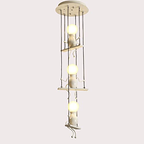 Lustre plafonnier E27 réglable en fer blanc à hauteur modulable 3 lampes