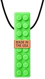 ARK's Brick StickTM Textured Chew Necklace Made in the USA (Lime Green, Firm)