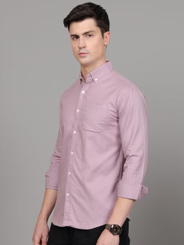 Image of Majestic Man Classic Slim Fit Solid Cotton Casual Shirt with Button-Down Collar