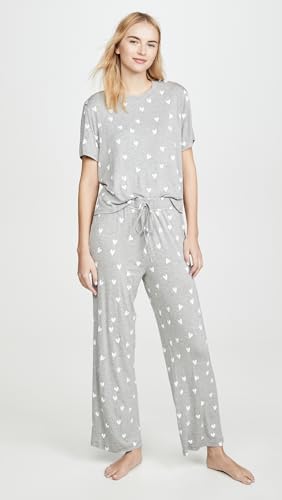 Image of Honeydew Intimates Women's All American PJ Set, Heather Grey Hearts, XS
