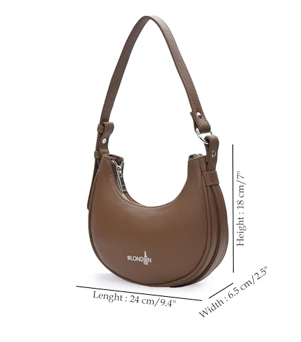 Image of K London Women's Vegan Leather Half Moon Bag | Stylish Black Shoulder Hobo | Compact Baguette Purse for Office, Casual, Party & Travel Use