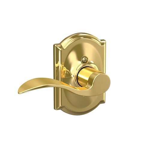 Image of SCHLAGE Accent Lever with Camelot Trim Hall and Closet Lock in Bright Brass - F10 ACC 605 CAM