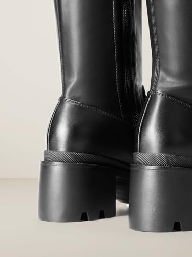 DREAM PAIRS Women's Knee High Boots, Platform Over The Knee High Chunky Heel Fashion Boots for Women,Size 9.5,Black-Pu,SDOB2406W