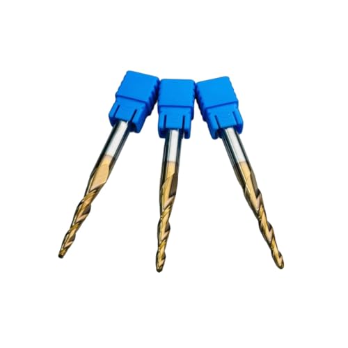 HRC55 2Flutes Tungsten Solid Carbide Tapered Ball Nose Carving End Mill 2D 3D Woodworking Tool CNC Router Bits CNC end Mill Shank Dia 1/4" inches (3pcs, Radius=1.5mm)