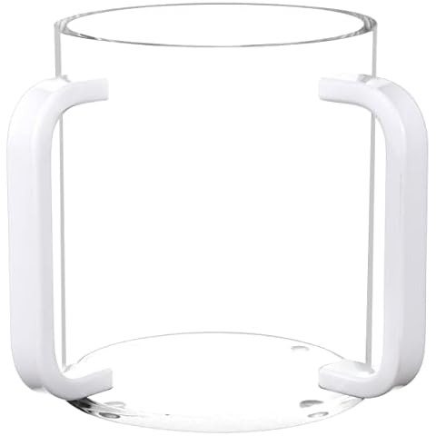 Netilat Yadayim Washing Cup - 5" Acrylic Judaica Hand Wash Cup Negel Vasser with Dual Handles - Modern and Elegant Design (Clear, White Handles) Cover