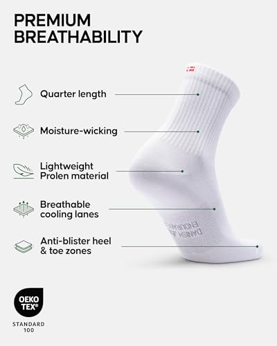 Image of DANISH ENDURANCE Quarter Athletic Socks - Breathable Fast-Dry Running & Gym Workout Socks for Men & Women, 3 & 5-Pack