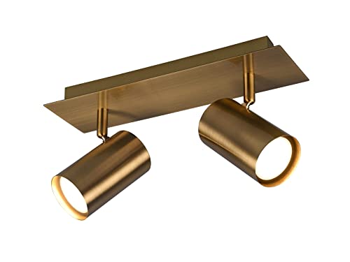 Plafonnier LED élégant en laiton vieilli - Spot rotatif et orientable à 2 ampoules