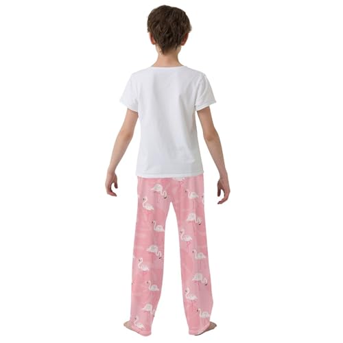 Aloha Flamingo Palm Tree Boys Long Pants Soft Trousers Elastic Waist Kids Lounge Bottoms with Pockets S-XL3