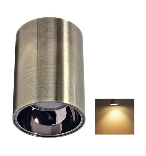 Image of Mufasa 6 Watts Antique Brass Finish LED Round Surface Light Cylindrical Shape Indoor Ceiling Mounted Spot Light Down Light Aluminum Body (Warm White)