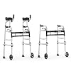 Delog Folding Walker for Senior - Platform Walker with 5 Wheels and Removable Padded Armrests 350lbs, Lightweight Walking Mobility Aid, Standard Walker for Elderly (Black)
