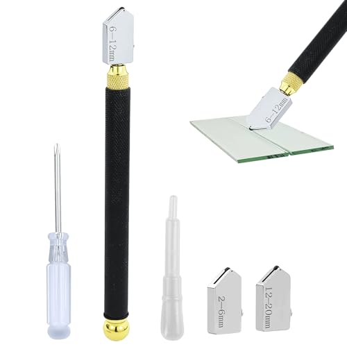 Taglierina in Vetro, Taglia Vetro Piastrelle, 5 Pezzi Strumento Tagliavetro, Testa da Taglio da 2 mm a 20 mm, Tagliavetro per Vetro, Glass Cutter per Vetro Piastrelle Specchio