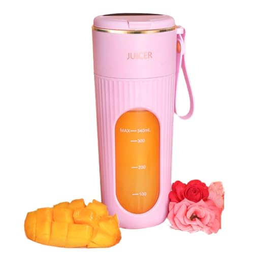Nsssunnre Exprimidor de con Carga Inalámbrica, Pequeño Exprimidor Portátil, Multifuncional, para el Hogar, Totalmente Automático, Color Rosa
