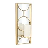 CosmoLiving by Cosmopolitan Metal Geometric Pillar Wall Sconce with Mirror Backing, 8' x 5' x 18', Gold