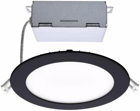 Satco CCT Selectable LED Slim-Fit Flat Lens Downlight with Remote Driver, 6 Inch Round, Black