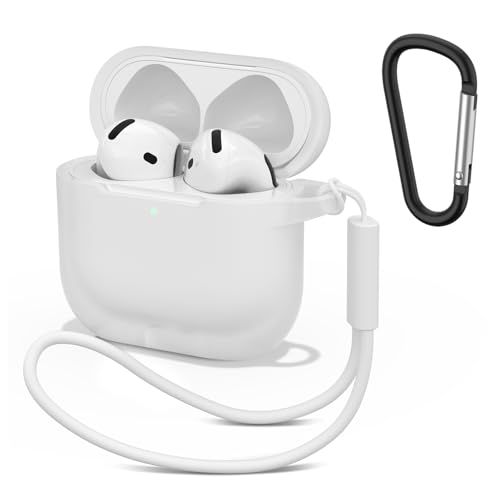 Image of Tobfit Case for AirPods 4 Case Cover 2024 with Lanyard & Keychain, Soft Silicone Protective Case for Apple AirPods 4th Generation, Full Protection, Support Wireless Charging - Transparent