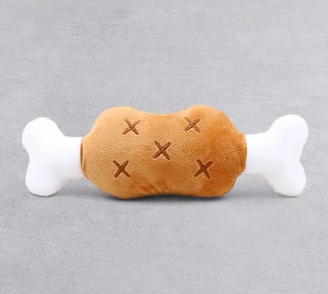 Jouet interactif chien forme steak en peluche pour après-midi de jeu