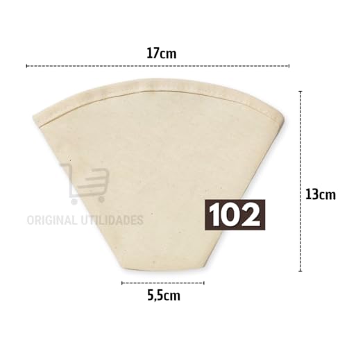 Filtro Coador de Café de Pano Reutilizável 102 ou 103 Ecológico Sustentável 100% Algodão (Tamanho 10