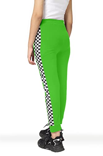 Image of KYDA KIDS Girls 100% Cotton Chess Print Track Pants | Elastic Waist Regular Fit | Soft Breathable Kids Casual Wear with Side Pockets Multicolor (Pack of 1)