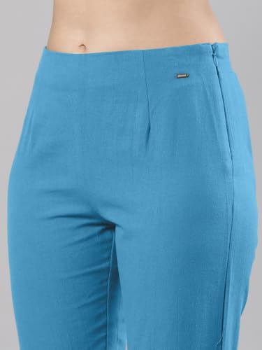 Image of Femmora Comfortable Fit Solid Straight Pant, Breathable Cotton Fabric with Side Zip Button Closure, for Women, Pack of 1