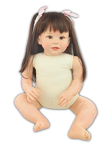 ZYYH 70cm Reborn Girl Reborn Babypuppe, Kleinkind Lange Haare Braune Augen/Blaue Augen Simulation Puppe, Weiches Silikon… – Bild 5