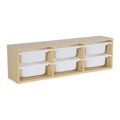 sweeek - Meuble de Rangement pour Enfant. Naturel. 6 bacs en Plastique