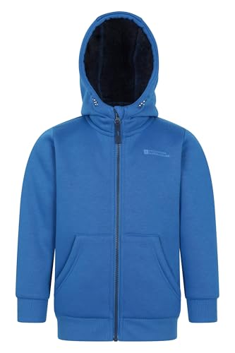 Mountain Warehouse Nordic II Kids Full-Zip Hoodie - Warm & Snug Top with Sherpa Lining, For Boys & Girls - Best for Autumn, Winter, Outdoors, Walking, School Blue Kids Size 11-12 Years