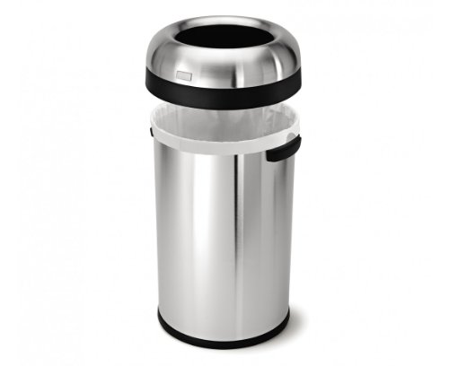 simplehuman 80 Liter / 21.1 Gallon Bullet Open Top Trash Can, Commercial Grade Heavy Gauge, Brushed Stainless Steel by simplehuman - Image 2