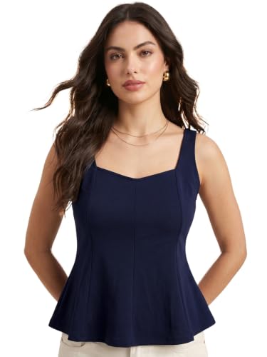 Image of Selvia Sleeveless Sweetheart Neck Peplum Tops for Women Western