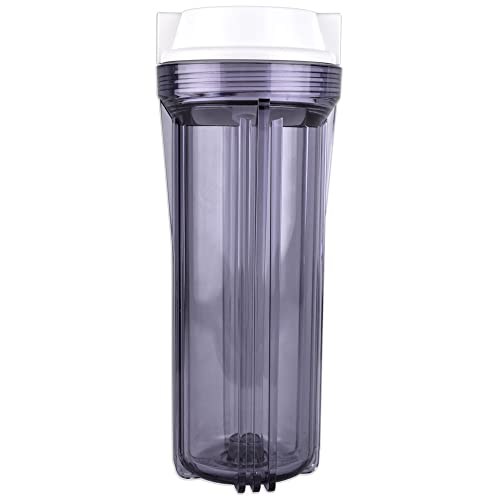 Image of Neo-Pure 10 inch Water Filter Housing with Clear Sump and Flat White Cap, 1 /2 inch FNPT, No Pressure Relief, Compatible with Standard 10 inch x 2.5 inch Slimline Filter Cartridges