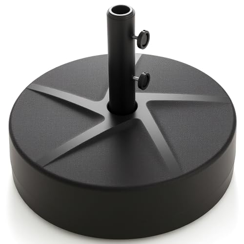 Giantex Outdoor Umbrella Base - 88 lbs Fillable Umbrella Stand with 2 Adjustable Knobs, 3 Adapters, HDPE Weighted Market Umbrella Pole Holder for Patio Poolside Garden Deck Backyard
