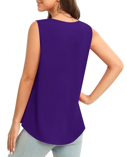 Image of Women's Sleeveless Chiffon Tank Top Business Casual Blouse Tunic Top