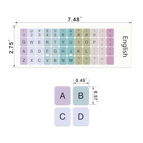 Pegatinas universales de teclado alfabeto inglés Azul miniatura 3
