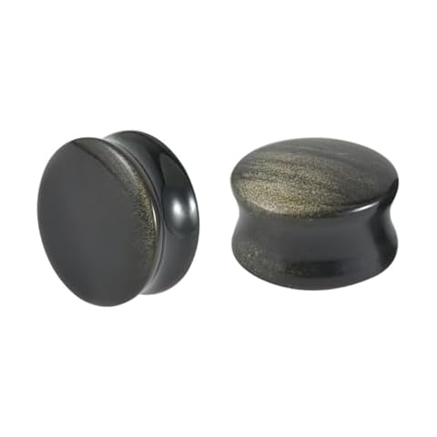 Homxi Body Piercing Jewelry 2Pcs Stone Ear Gauges Kit 1/2 inch,12mm Hoop Gauges for Men Round Ear Gauges Tunnels Black Cover
