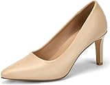 DOBOLIN Women's Heels Pointed Toe Pumps Closed Toe High Heels Stiletto Comfortable Business Heels 3-Inch Wedding Party Dress Shoes Nude Size 9.5