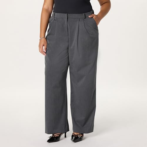 Pantalon large plissé sur le devant pour femme coupe fluide