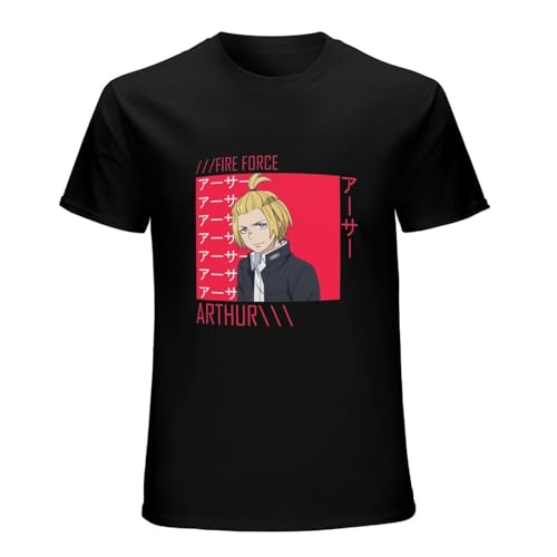 Fire Force Arthur Boyle Pattern Mens T-Shirt Unisex Graphic Black Tee Shirt M