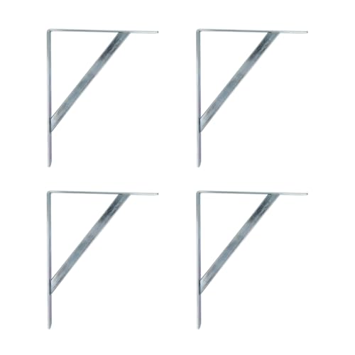 Amig - 4er-Pack Regalhalterungen Farbe Silber | Regalwinkel 500 x 325 mm | Robuster Stahl: bis zu 185 kg
