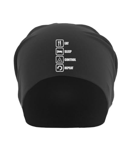 Bonnet coton fin Illuminati léger et respirant Eat Sleep Control Repeat noir extensible