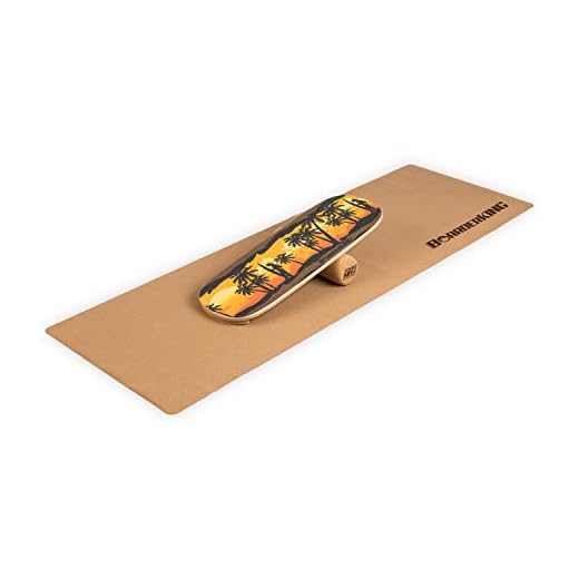 BoarderKING Indoorboard - Balance Board für Indoor-Surfen und Skaten, Gleichgewichtsboard für NeuroMuscular Response Training, inkl. Schutzmatte, 100 mm x 33 cm (∅ x L), Hawaii