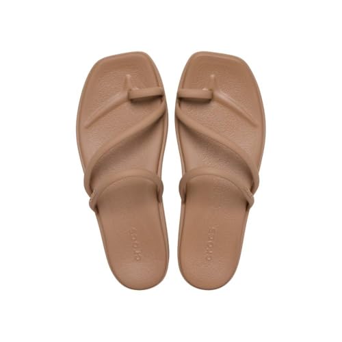 Image of Crocs Women's Miami Toe Loop Sandals | Square Toe Flat | Flexible Straps | Croslite Foam Footbed