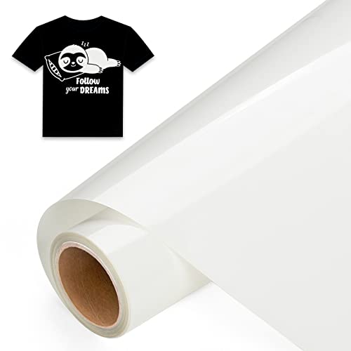 IModeur 8 Ft vinilo textil blanco - 30,5 x 244 cm vinilo blanco para Silhouette Cameo, vinilo textil termoadhesivo para ropa, gorras, pantalones, otros tejidos