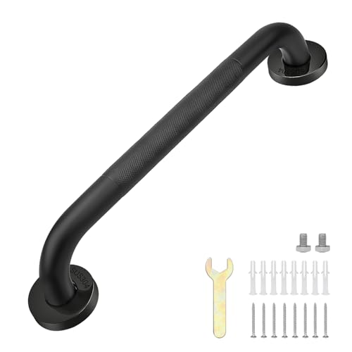 sunzone Maniglioni per il bagno, 30,5 cm, antiscivolo, in acciaio inox SUS 304 cromato, maniglie per doccia e bagno, supporto di sicurezza, barre di sostegno per anziani, handicap anziani, lesioni