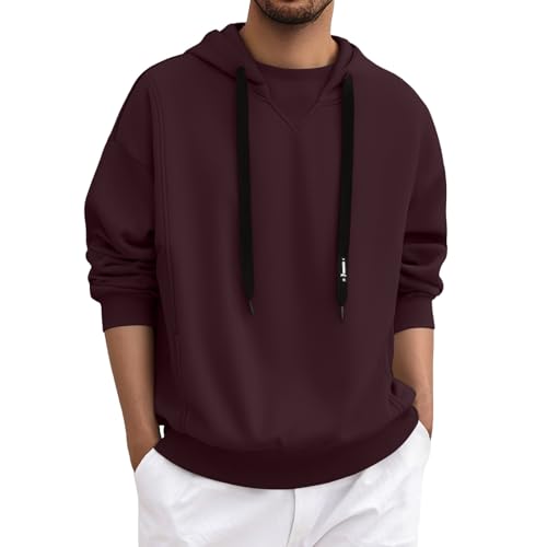 Sweat à capuche pour homme en coton premium violet uni d'automne hiver XL