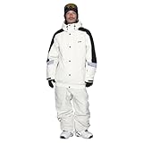 [ポンタペス] スノボウェア 上下セット リフレクター付き スノージャケット オーバージブパンツ メンズ レディース 耐水圧20,000mm PSET-50 オフホワイト/オフホワイト XXLサイズ スノーウェア スノーボードウェア