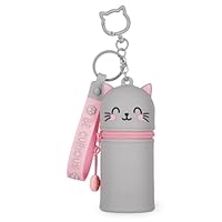 Legami - Mini-Geldbörse mit Schlüsselanhänger Kawaii, Kitty, mit Spirale, Karabinerhaken und Handschlaufe, aus Silikon, 5 x 12 x 5 cm