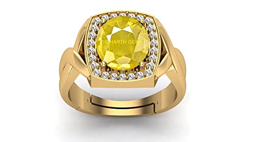 インド製 13.25 ラッティ 12.15 カラット 認定 非加熱未処理 Aaa++ 品質 天然 イエロー サファイア プクラジ ジェムストーン リング ゴールド レディース メンズ |1008|-B0C81R3BWL