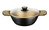 BRA - Wok/cacerola cóncava con tapa de cristal, asas de silicona y rejilla aluminio fundido con antiadherente Teflon Select, aptas para todo tipo de cocinas, incluido inducción, Terra 28 cm