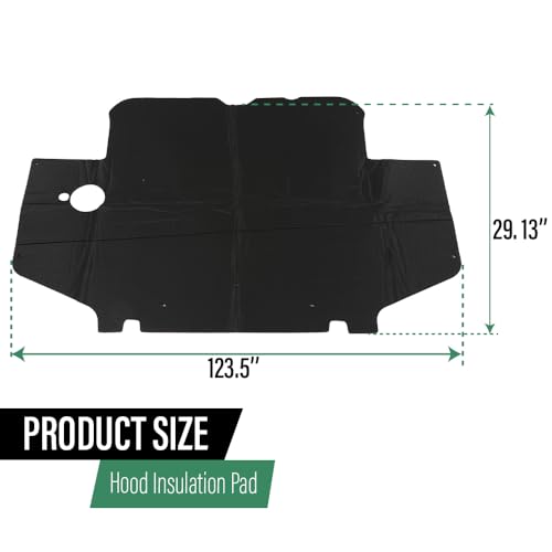 LQI Hood Insulation Pad with Clips Compatible with Toyota Tacoma 1995 1996 1997 1998 1999 2000 Black