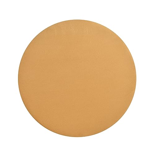 Image of NACIA Ottoman Pouffe Stool for Living Room Sitting, Beige (16x16x17 inch) - Round Footstool /Foot Rest with 4 Wooden & Golden Metal Legs for Dressing Table, Home Decor, Balcony, Bedroom