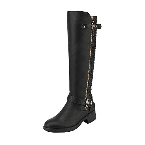 DREAM PAIRS Women’s Knee High Boots Wide Calf Low Heel Riding Boots Fall Tall Boots for Women